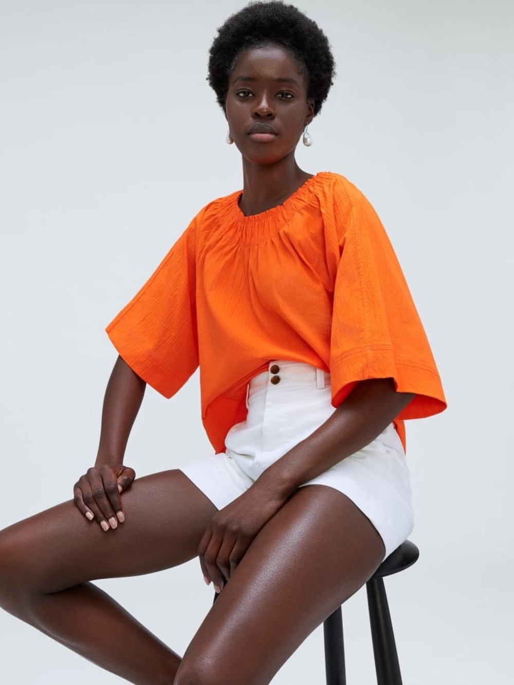 EVERLANE The SEERSUCKER GATHERED TEE